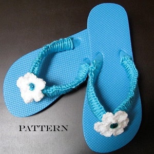 Crochet Pattern Flowered Flip Flops - Digital Download