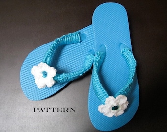 Crochet Pattern Flowered Flip Flops - Digital Download