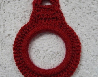 Towel Ring Holder for Cabinet Knob - Red Kitchen or Bath