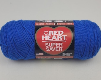 Red Heart Super Saver Acrylic Yarn - Blue - 7 ounces