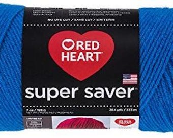 Red Heart Super Saver Acrylic Yarn - Blue - color 0886 - 7 ounces
