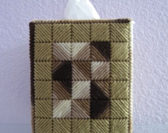 Tissue Box Cover - Brown and Tan - Boutique Size