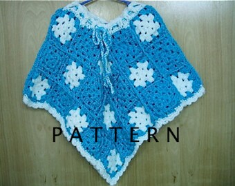 Patrón de crochet Poncho de abuela cuadrado - Descarga digital