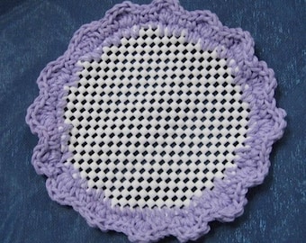 Lid Jar Bottle Opener Lavender Crocheted Scalloped Kitchen Helper