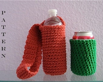 Crochet Pattern Water Bottle and Can Cozies Digital Download