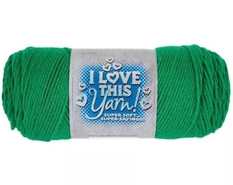 I Love This Yarn - Jelly Bean - 7 ounces - Bright Green Acrylic Yarn
