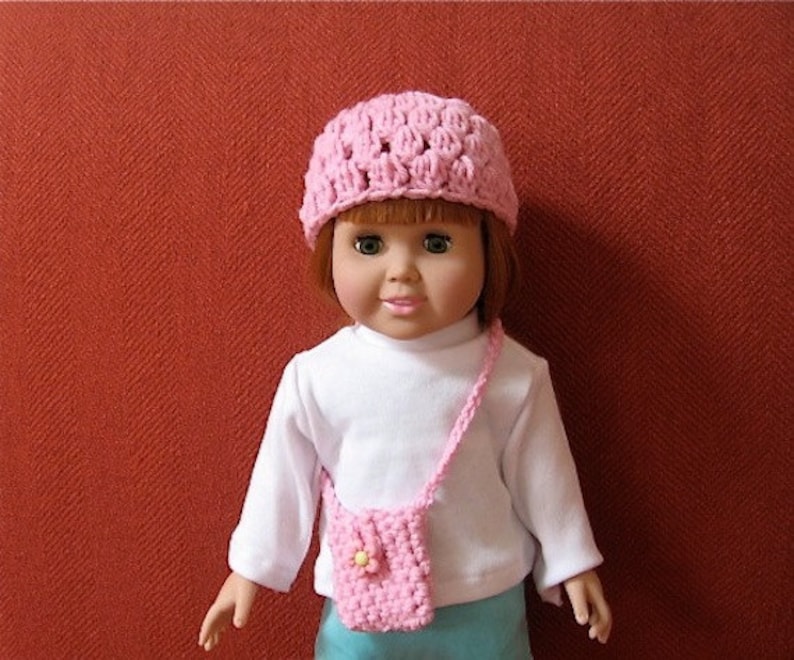 Crochet Pattern 18 Inch Doll Cluster Hat and Shoulder Purse Digital