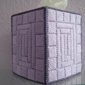 Lavender Tissue Box Cover  - Trimmed in purple - Boutique Size Tissue Topper