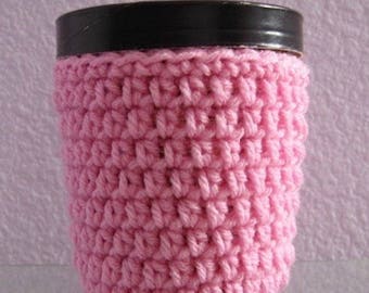 Pink Ice Cream Cozy Pint Cover Crocheted Yogurt Coaster Sleeve