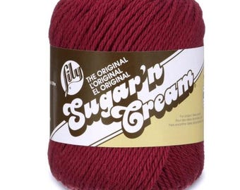 Lily Sugar 'n Cream Cotton Yarn - Wine 2.5 Ounces