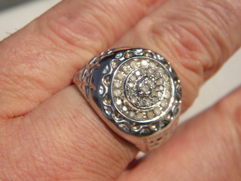 Heavy Vintage Solid 10k417 1.0 Carat TCW Signet 11.0 SALE 10ct White Gold Diamond College Ring Size W