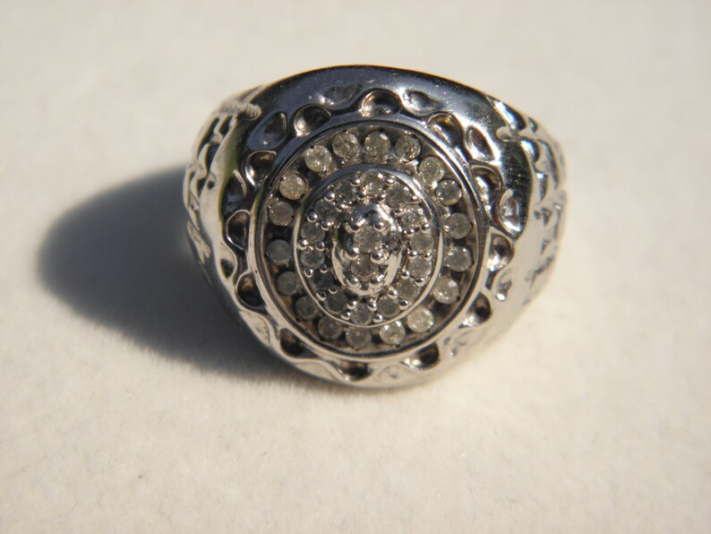 Heavy Vintage Solid 10k417 1.0 Carat TCW Signet 11.0 SALE 10ct White Gold Diamond College Ring Size W