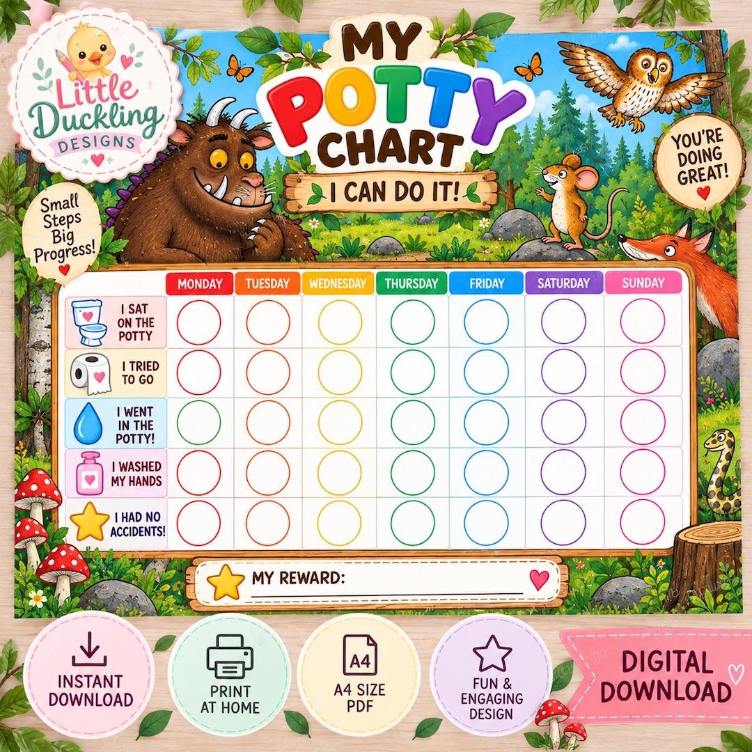 Customize Potty Chart.pdf Gruffalo Potty Training Chart | Toddler Toilet Tracker (digital ...