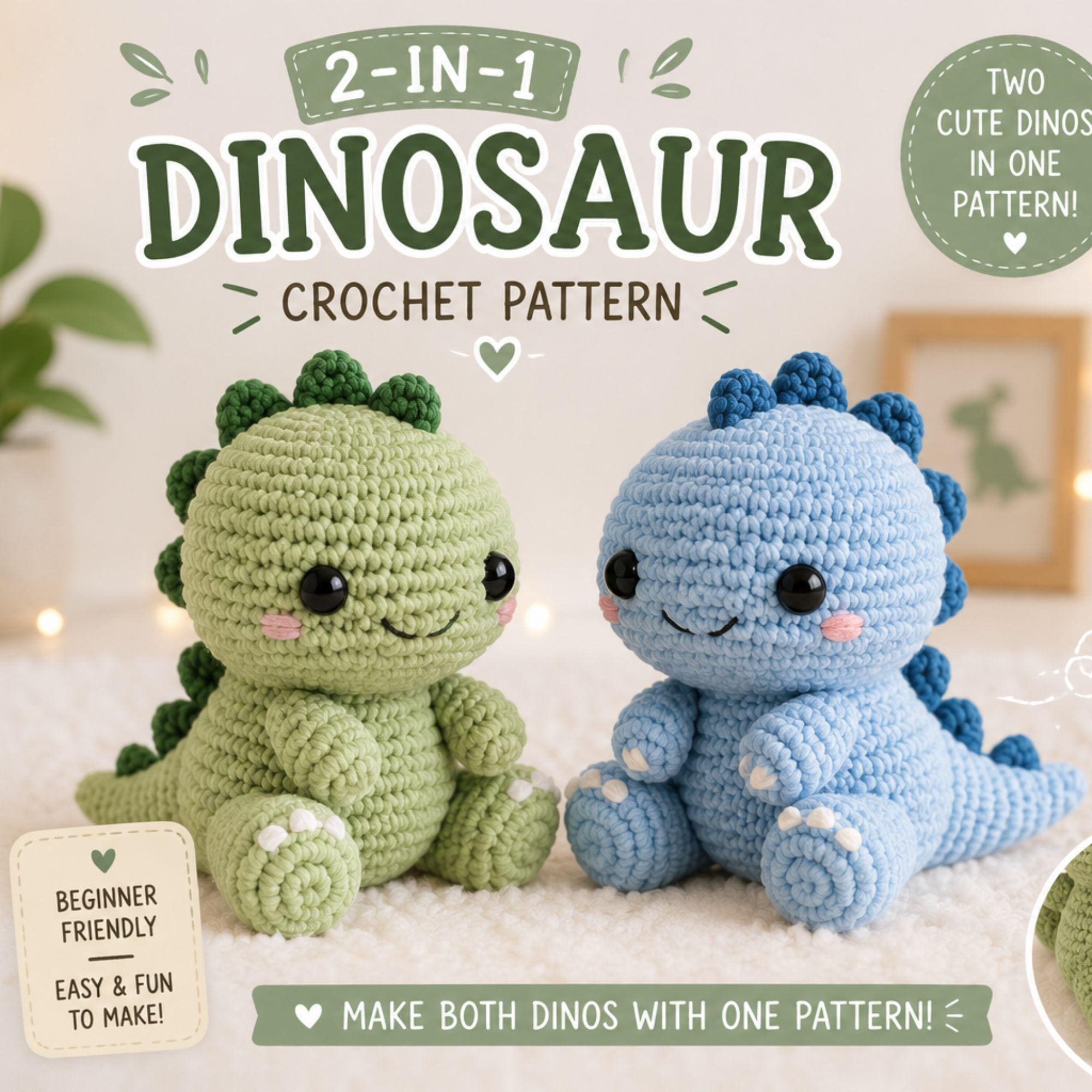30 Dinosaur Crochet Patterns for Roaring Cute Amigurumi Projects 18 2-in-1 Dinosaur Crochet Pattern Bundle