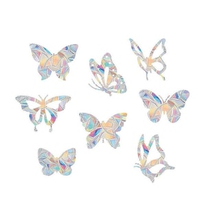 8 pc Butterfly Prism Suncatcher Set, Rainbow Maker Electrostatic Sticker Decals for Kitchen, Home and Car Decor, Anti Collision Window Cling