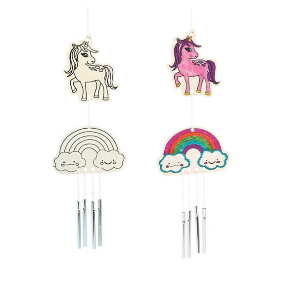 Kids DIY Rainbow Unicorn Wind Chime Kit Kids Unicorn Garden Etsy