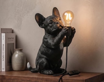 Lampada Bulldog Francese da Tavolo, Luce Notturna Cane, French Bulldog Lamp, Abat Jour Idea Regalo Amanti dei Cani, Stampa 3D