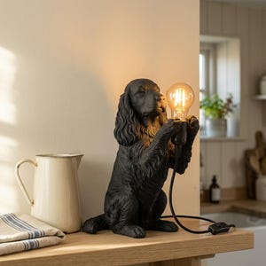 Cocker Spaniel bordslampa, mattsvart hundnattlampa, 3D-utskriven cocker spaniellampa, sänglampa, present till hundälskare, heminredning