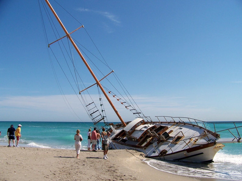 Shipwrecked SailBoat Sail Boat Photograph Jupiter Florida Etsy