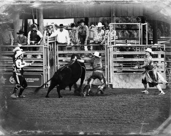 Black and White Vintage Look Photo Rodeo Photo Daguerratype Photo 8x10 Photograph Free US Shipping MVMayoPhotography