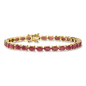 Oval Ruby Tennis Bracelet 925 Sterling Silver, Genuine Deep Red Gemstone Eternity Chain, July Birthstone Jewelry, Anniversary Gift for Her