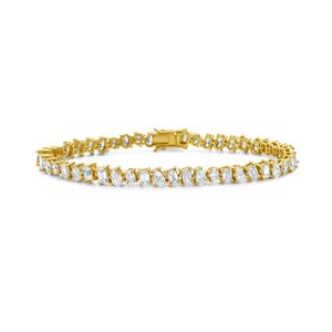 Pulsera de diamantes de múltiples formas en plata de ley, pulsera de tenis con diamantes de talla mixta, joyería fina.