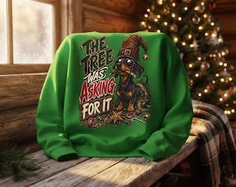 Crewneck Sweatshirt, 50/50 Cotton-Poly Christmas Dog Pullover, Funny Humor Top