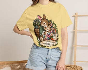 Rabbit Family Tee, Garment-Dyed 100% Cotton Parenting Shirt