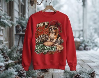 Christmas Crewneck, 50/50 Cotton-Poly Dog Sweatshirt with Cookie Humor