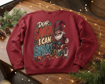 Santa Crewneck, 50/50 Cotton-Poly Christmas Sweatshirt with Dear Graphic