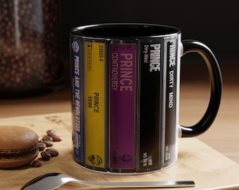 Prince Albums Cassette Collection Retro Accent Edge-to-Edge Printed Mug