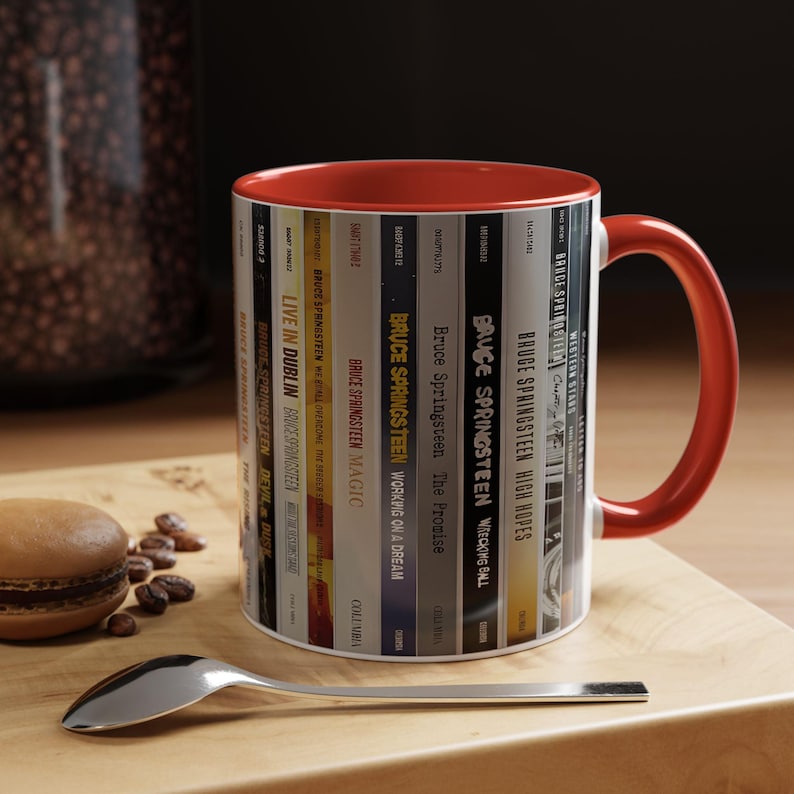 Bruce Springsteen CD Albums Collection Accent Mug Red