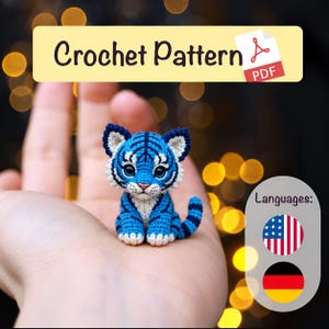 Micro Blue Tiger Crochet Pattern | Tiny Amigurumi Pattern | Digital Download