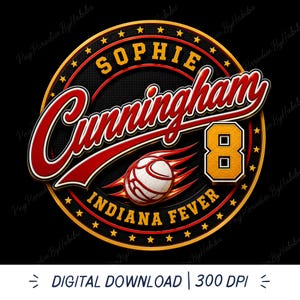 Sophie Cunningham 8 Retro Basketbal PNG | Indiana Fever Fan Afbeelding (Digitale Download)