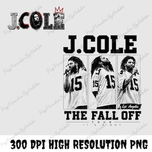 May include: A digital graphic design featuring the text J.COLE and THE FALL OFF TOUR IT'S A BOY. The design includes three black and white panels showing a person with dreadlocks wearing a jersey with the number 15, plus a crown icon above the text.