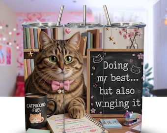 Sarcastische kattenbekerhoes: Ik doe mijn best, improviseer maar (digitale download)