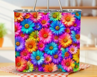 20 Unzen Tumbler Wrap | Floral Skinny & Tapered PNG | Lebendiges buntes Sublimationsdesign