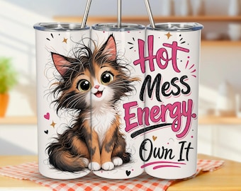 Katzen-Becherfolie – Zitat zur „Hot Chaos Energy“ (Digitaler Download)