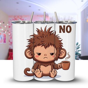 Koffiebekerhoesje met de tekst "Grumpy Monkey" (grappige cartoon met dierenquote) (digitale download) afbeelding 5