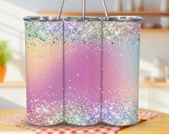 Pink, Glitzer Tumbler Wraps 20 Unzen Mini Bündel | Kommt in Skinny und Tapered | Größenverstellbarer Wrap