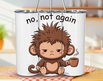 Koffiebekerhoesje met de tekst "Nee, niet weer" van Grumpy Monkey (digitale download)