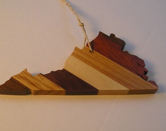 Virginia shaped laminated hardwood ornament or magnet, Christmas gift, Virginia stocking stuffer