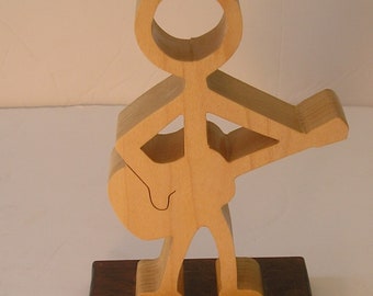 stick figure guitarist, guitar scroll saw cut out, musical figurine, guitar gift