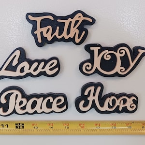 Inspirational words, refrigerator magnets, religious themed, handcrafted with scroll saw image 1