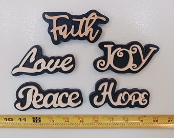 Inspirational words, refrigerator magnets, religious themed, handcrafted with scroll saw