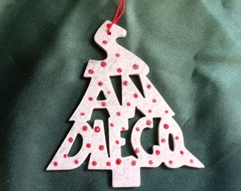 San Diego, handcrafted tree shaped ornament