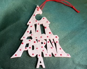 California ornament, tree shaped, handcrafted, Christmas ornament