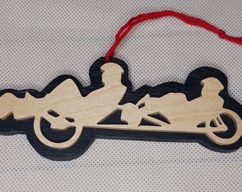 Tandem recumbent trike or bike, Christmas ornament or magnet, gift for tandem bicyclist or triker