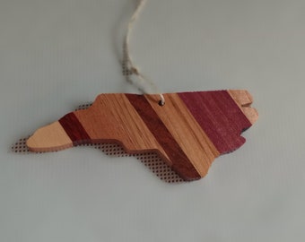 North Carolina ornament, Christmas ornament, colorful wood ornament