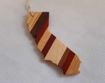 California shaped  laminated  hardwood ornament or magnet